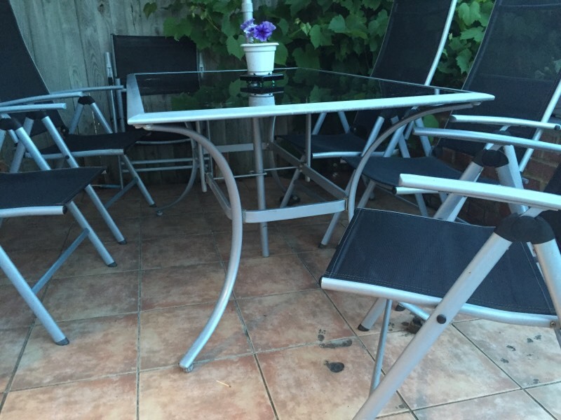 Glass and metal garden table and chairs in Wembley, London Gumtree