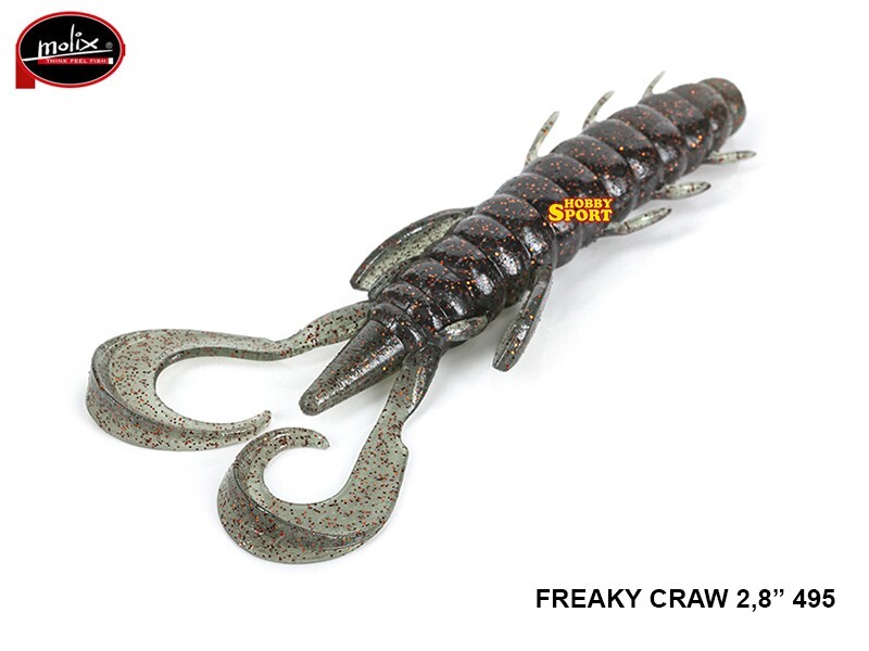 FREAKY CRAW 2,8" MOLIX COLORE 495 UV GREEN SHIMMERING PESCA BLACK BASS LAGO
