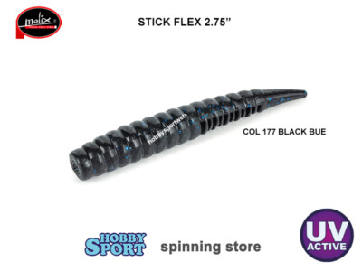 MOLIX STICK FLEX 2.75" COL 177 BLACK BLUE FLAKE  UV ACTIVE ULTRA LIGHT SPIN 6 PZ