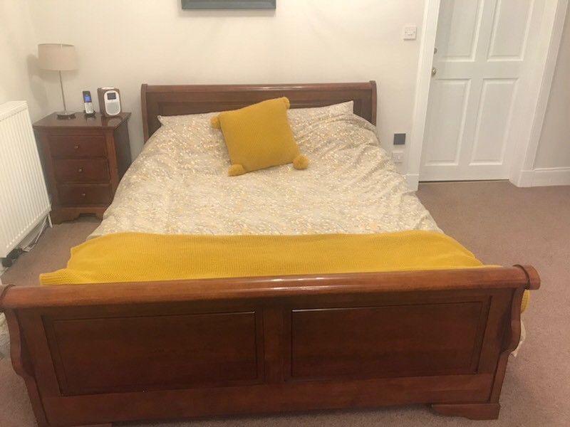 Marks and Spencer King Size 5ft Sleigh Bed and Bedside in