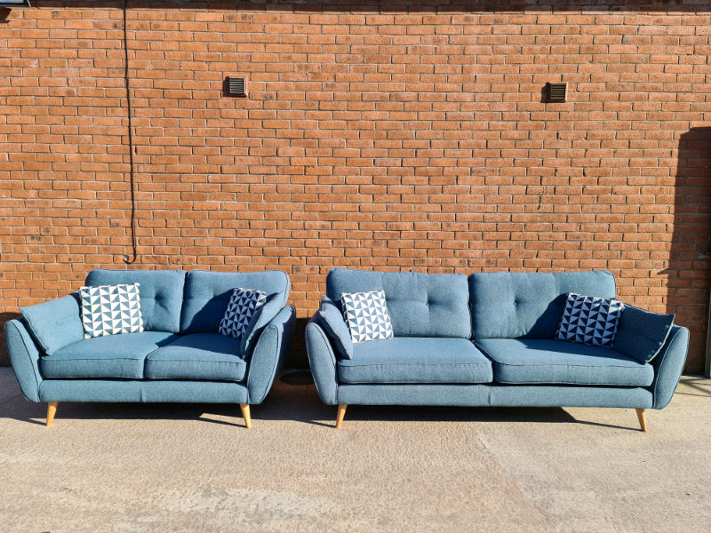 Teal DFS FRENCH CONNECTION ZINC 2 & 4 Seater Sofas Suite in