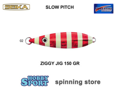 SLOW PITCH ZIGGY JIG 150 GR COLORE 02 WR RED LUMINOUS SEIKA TUBERTINI MARE BARCA