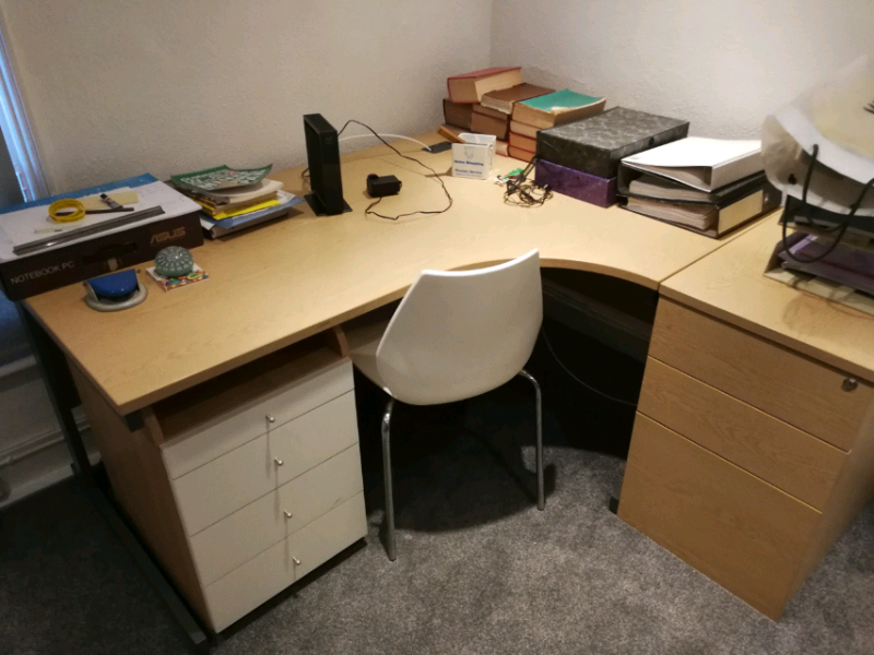 L Shaped R H Professional Corner Office Work Desk Bench
