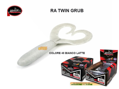 SET 2 PZ MOLIX RA TWIN GRUB 8" COL 48 BIANCO LATTE SOFT BAIT X LUCCIO CONF SFUSA