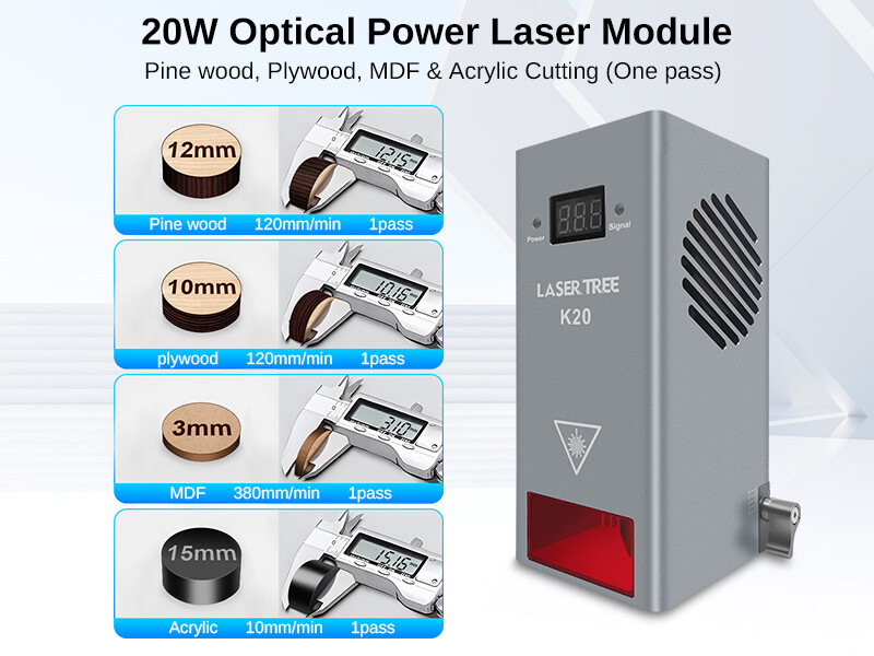 Laser Module 20W Optical Power Laser Engraver Module Head with Air Assistance