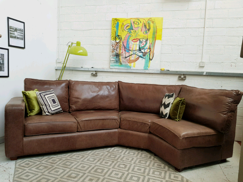 Furniture Village Corner Sofa In Nubuck Leather Rrp 3000 In