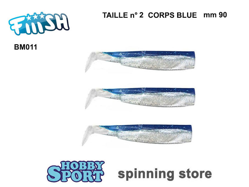 BLACK MINNOW FIIISH SIZE 2BM 011 BLEU 90 MM 3 CORPS RICAMBIO SPINNING