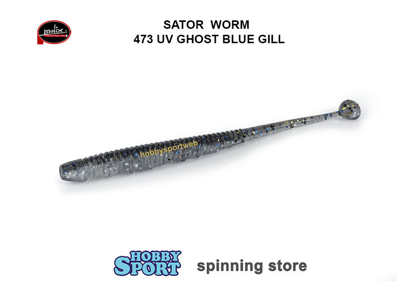 MOLIX SATOR WORM 2,5" COL. 473 UV GHOST BLUE GILL  SPINNING  ROCK FISHING 15 PZ
