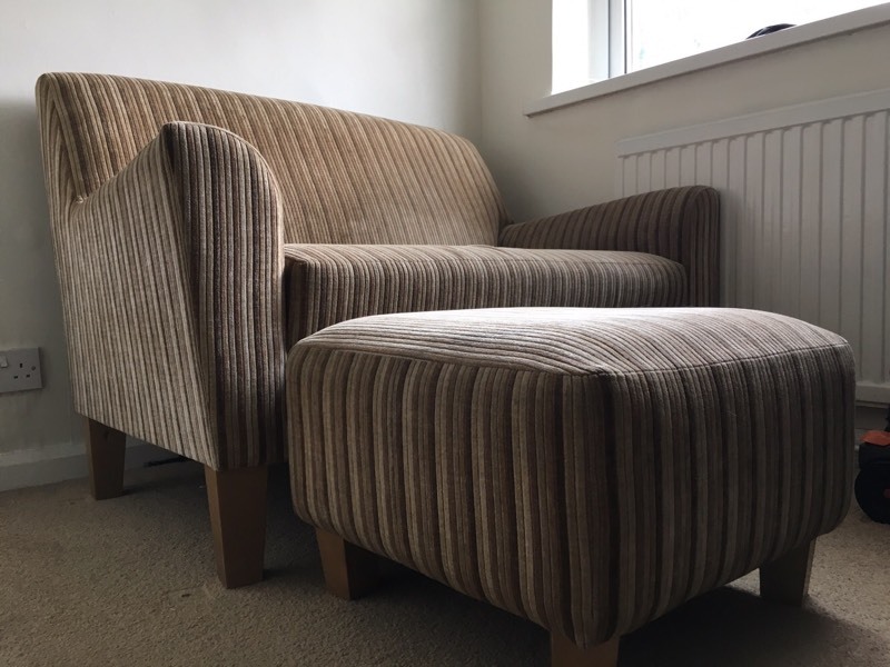 NEXT Oslo striped sofa with footstool in Arnold, Nottinghamshire