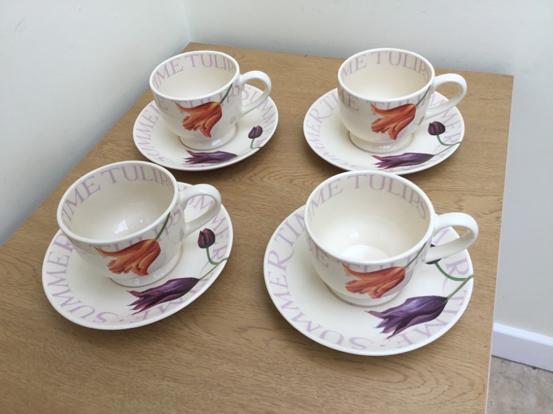 Emma Bridgewater Summertime Tulips 4 cups and saucers in Lymm