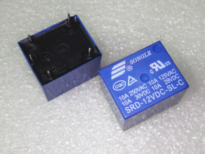 10PCS SRD-12VDC-SL-C PCB 5PINS 12V DC Coil Power Relay