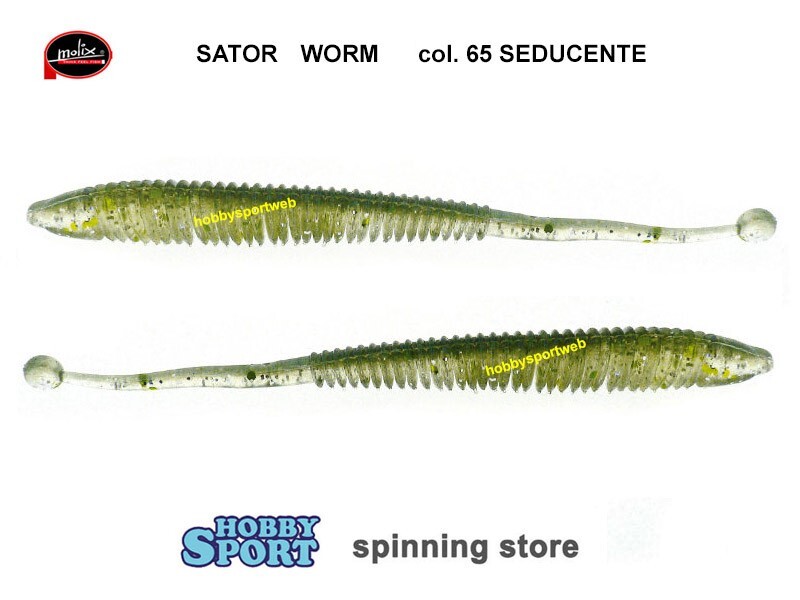 MOLIX SATOR WORM 4"  COL 65 SEDUCENTE SPINNING FIUME LAGO BLACK BASS 10 PZ