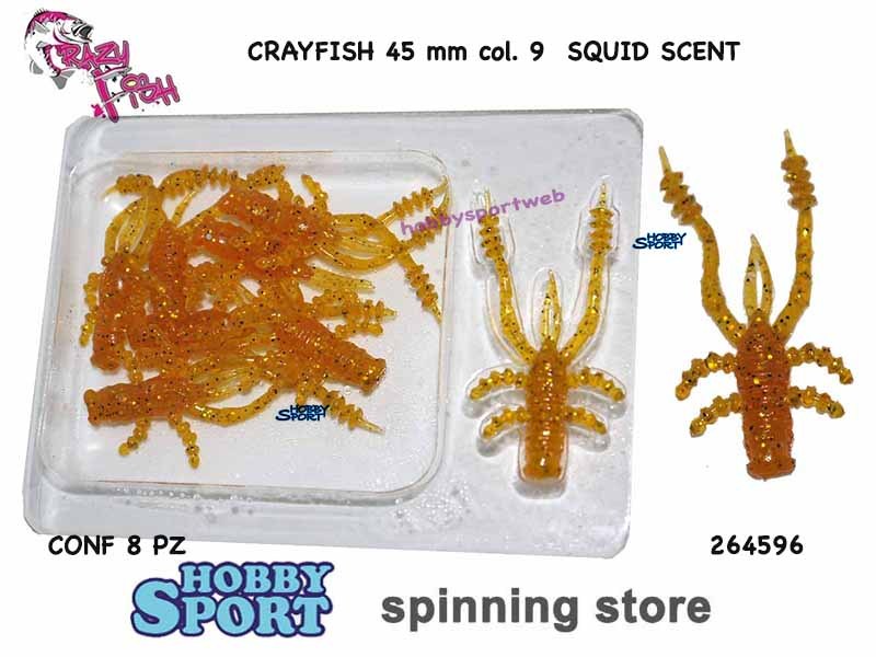 CRAYFISH 45 mm Col. 9 ORANGE AROMA SQUID - LIGHT ROCK FISHING PZ 8 CRAZY FISH