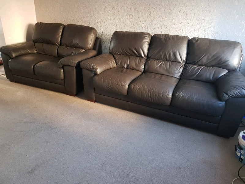 Brown Leather Sofas for Sale Two seater and Three seater in