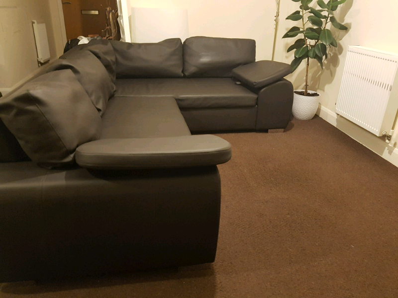 Enzo Right hand corner sofa bed with storage faux leather in