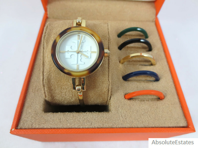 人気商品！Tory Burch Gigi Watch Navy Silicone/Gold-Tone Gigi Watch, Navy Leather/Gold-Tone, 28 MM: Women's Designer