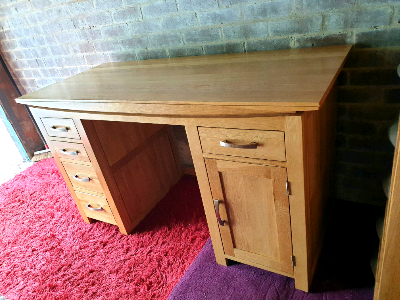 Oak Furniture Land Tokyo Solid Oak Computer Desk / Office Desk in