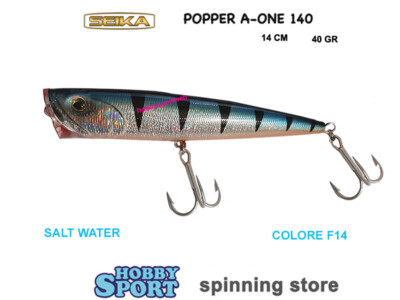 POPPER A-ONE 140 SEIKA COL F14 BLU BARRACUDA 40 GR PESCE SERRA ARTIFICIALE MARE