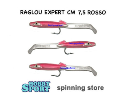 RAGLOU EXPERT 75 MM  ROSSO BIANCO CONF 3 PZ SPINNING MARE TRAINA BARCHINO