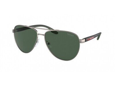 Pre-owned Prada Linea Rossa Sunglasses Ps 52ys 7cq06u Silver Green Man