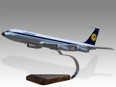 Boeing 707 Lufthansa Desk Wood Airplane  Model Small Scale 1/130
