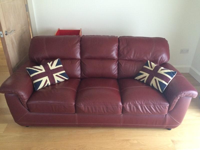 Dark red leather sofa in Torfaen Gumtree