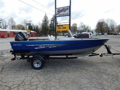 2014 Crestliner 1600 Vision Aluminum Fishing Boat Mercury 50hp Trailer Livewell!