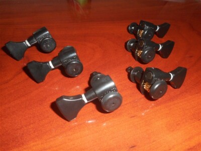 NEW - Hipshot 3x3 Staggered Grip-Lock Open Guitar Tuning Machines - BLACK