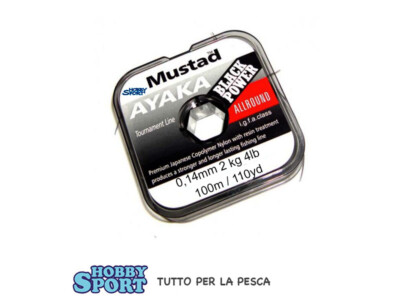 AYAKA MUSTAD FILO BLACK POWER 100 MT DIAM. 0,14mm  NERO AFFONDANTE PESCA INGLESE