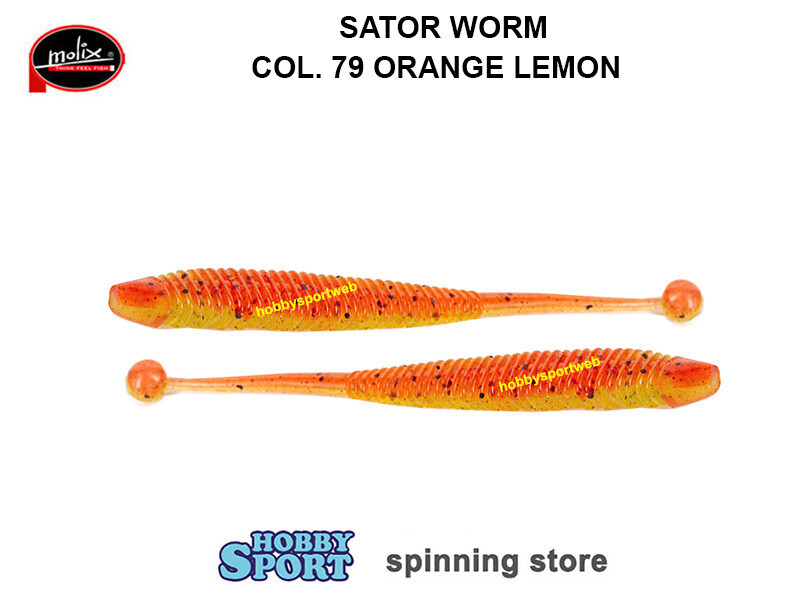 MOLIX SATOR WORM 2,5" COL. 79 ORANGE LEMON LIGHT GAME TROUT SPINNING