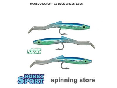 RAGLOU EXPERT 55 mm Col. BLUE BIANCO GREEN EYES  3 pz TRAINA SPINNING PESCA MARE