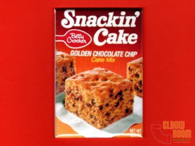 Betty Crocker Snackin' Cake Golden Choc Chip vintage box art 2x3'' fridge magnet