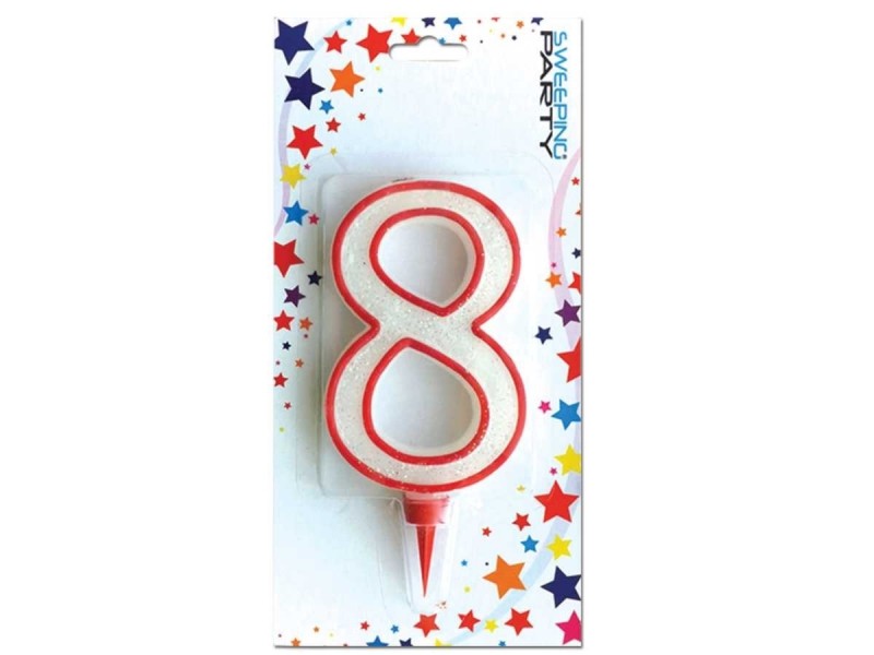 Candela Gigante Glitter Numero 8 Compleanno Candelina Festa Animazione Party dfh