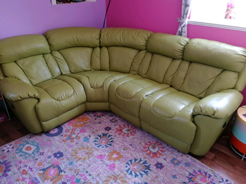 DFS Green leather corner sofa in Banff, Aberdeenshire Gumtree