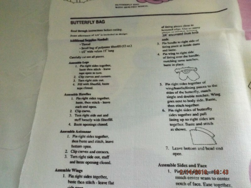 Butterfly Bag with Quilted Wings to Sew,Beautiful Colors ! Has handle