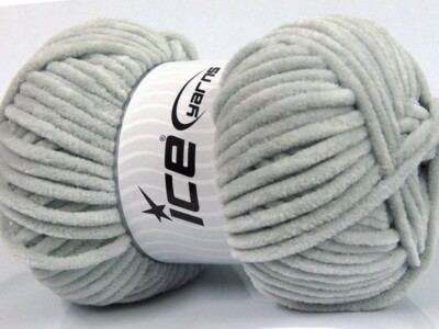 Light Grey Chenille Baby 54141 Ice Yarns Worsted Chenille Yarn 100 grams 131 yds