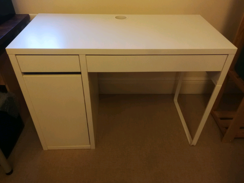 IKEA White Micke Desk Computer Table Home Office w/ Drawers & Shelves in Cambridge
