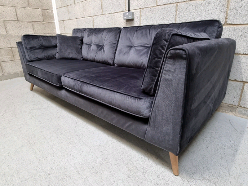 Sofology Cricket 4 Seater Sofa In Charcoal Velvet RRP£1299 in
