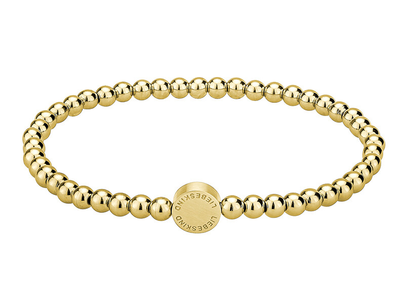 LIEBESKIND BERLIN Beads 4mm mit Logotag in Edelstahl 17 cm, IP Gold LJ-0070-B-17