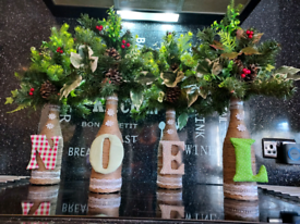 Noel set of festive handmade bottles decoration