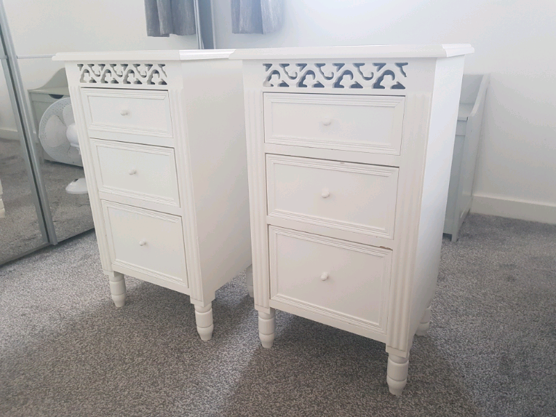 2 Belgravia white 3 drawer bedside tables in Taunton, Somerset Gumtree