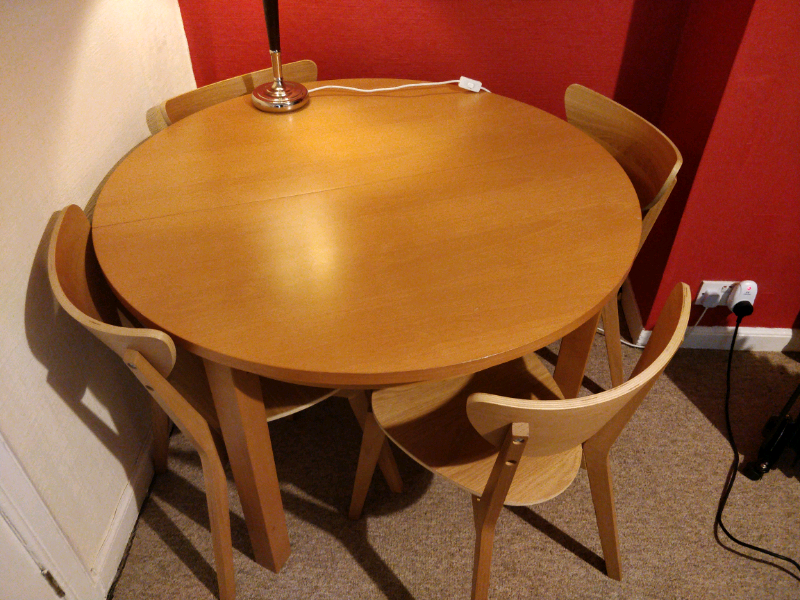 Round Extendable Dining Table & 4 new IKEA chairs | in Montrose, Angus