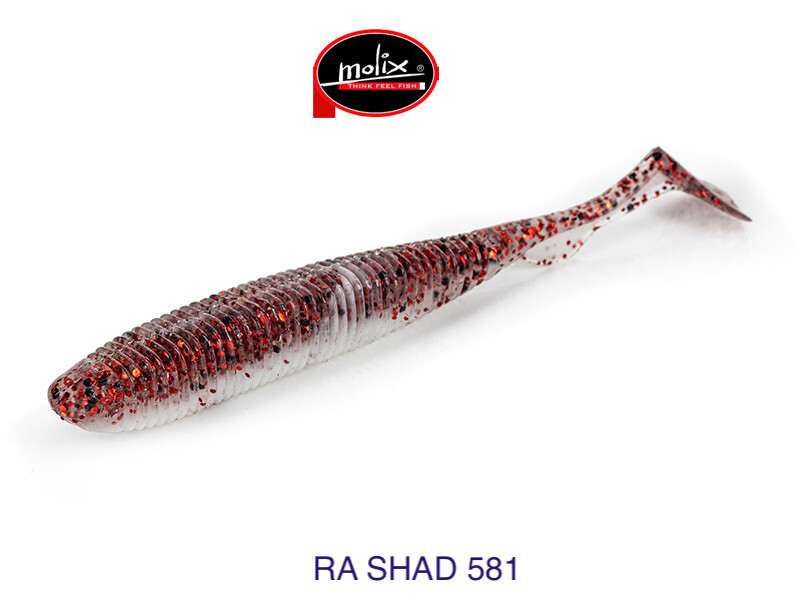 MOLIX RA SHAD 4,5' COLOR 581 UV BLOODY WHITE SPINNING MARE SPIGOLA  BASS
