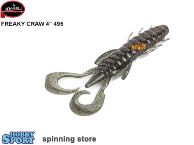 FREAKY CRAW 4" MOLIX COLORE 495 UV GREEN SHIMMERING PESCA BLACK BASS LAGO
