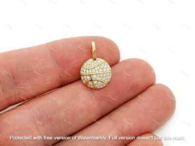1CT Round Lab-Created Moissanite Basketball Pendant 14K Yellow Gold Plated Silvr