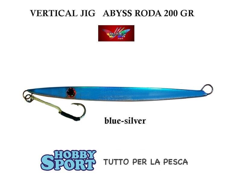 2 VERTICAL JIG MILO ABYSS MOD RODA 200  GR COL BLUE CM 23 PESCA MARE RICCIOLA