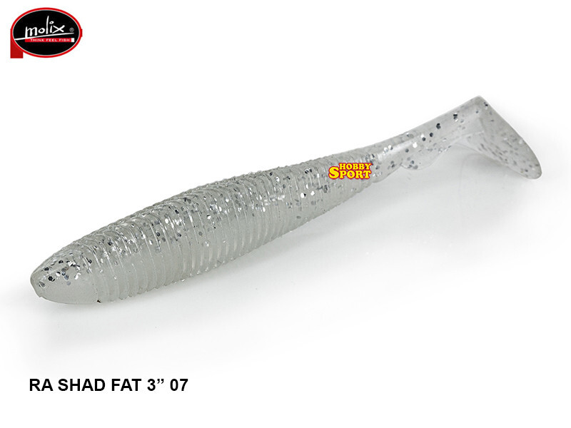 MOLIX RA SHAD FAT 3'' COLOR  07 WHITE SHAD SPINNING SPIGOLA BLACK BASS