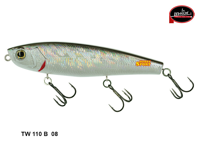 MOLIX  TW 110B TOP WATER WTD  23 GR  col 08 SILVER BAIT SPINNING MARE LAGO
