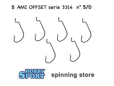 2 CONF AMI OFFSET WORMS SERIE 3314 SIZE 5/0  SPINNING BLACK BASS SPIGOLA  5 PZ
