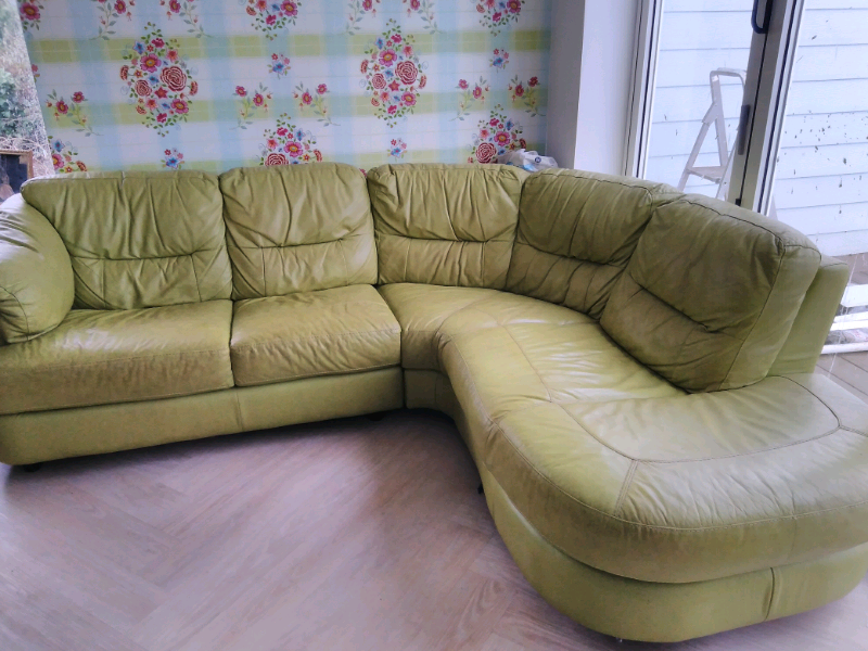 Green leather corner sofa in Portishead, Bristol Gumtree